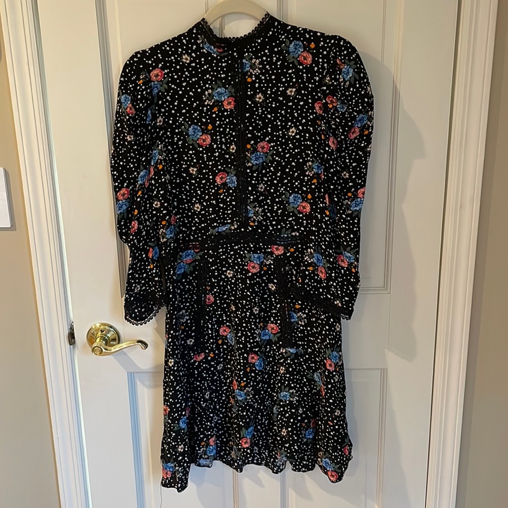 Topshop Mock Neck Floral and Cosmic print dress